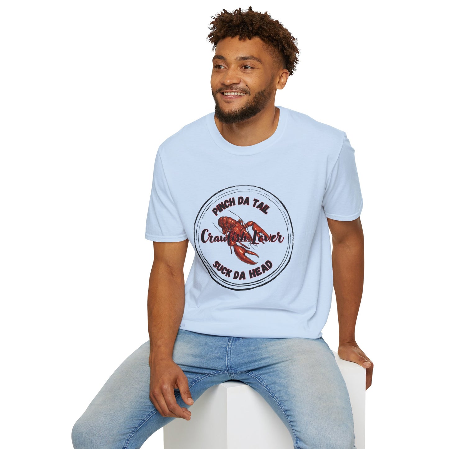 Crawfish Lover T-Shirt — “Pinch Da Tail, Suck Da Head” Cajun Seafood Shirt