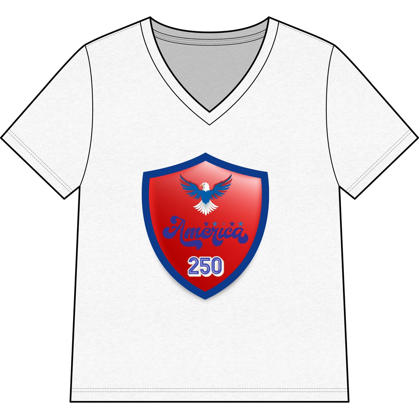 Patriotic Eagle "America 250 Shield" V-Neck Tee