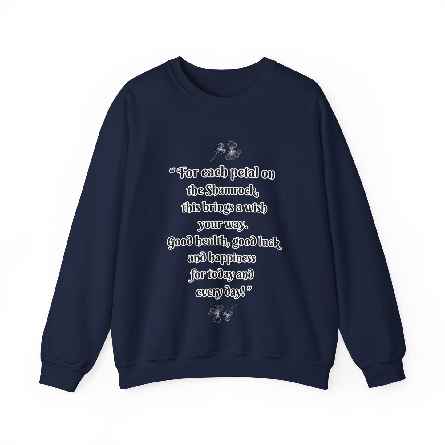 "St. Patrick's Day-Shamrock Blessing" Unisex Crewneck Pullover Sweatshirt With Front & Back Designs. Vintage Bearded Irish Gentleman & Classic Irish Blessing