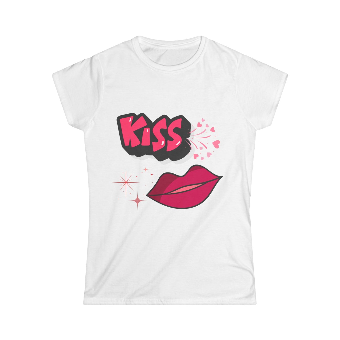"KISS" Pop Art Women's Tee — Colorful Lips Graphic.  A Fun Vibrant Tee for Valentines Day