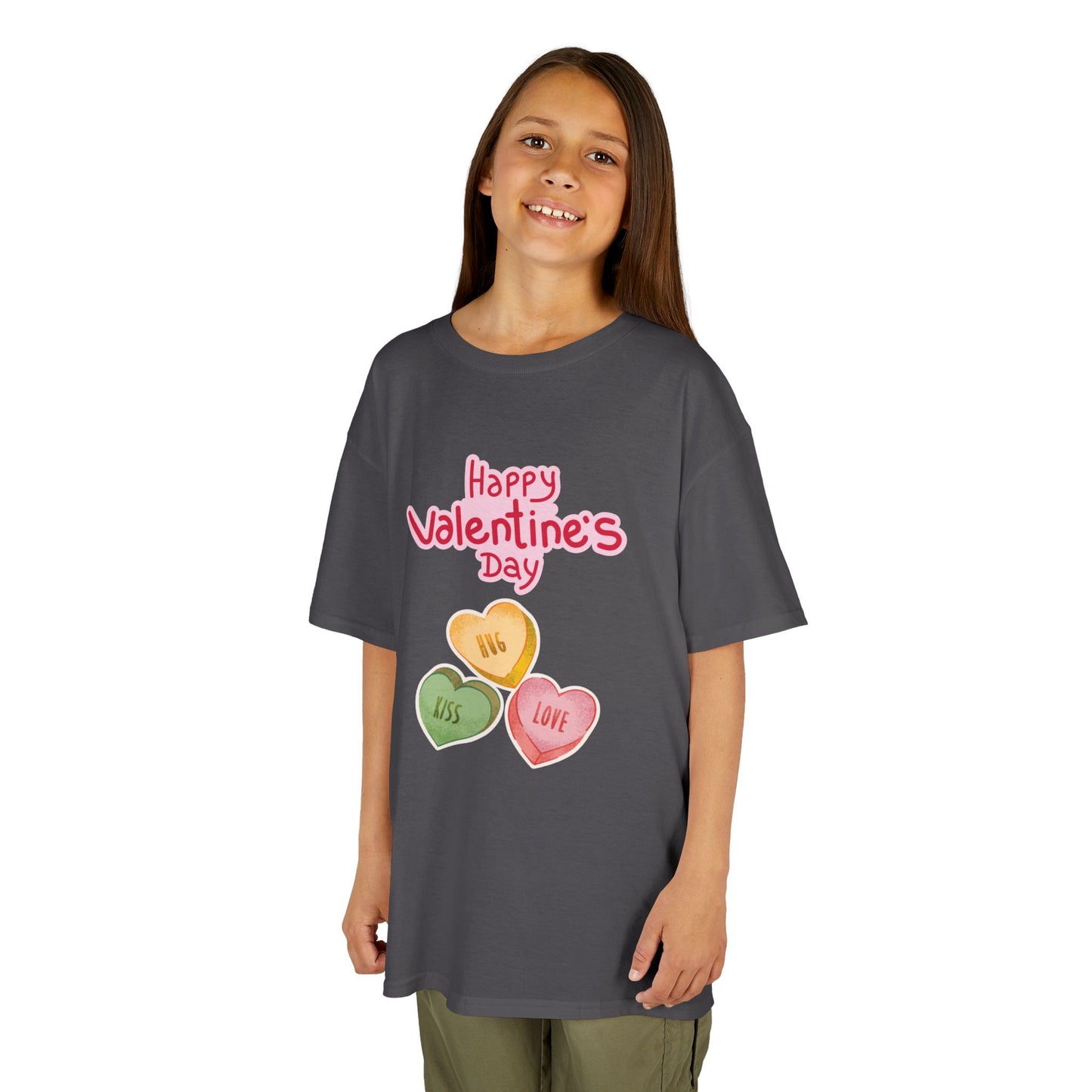 Valentine's Day Kids Tee — Candy Heart "Happy Valentine's Day" Design