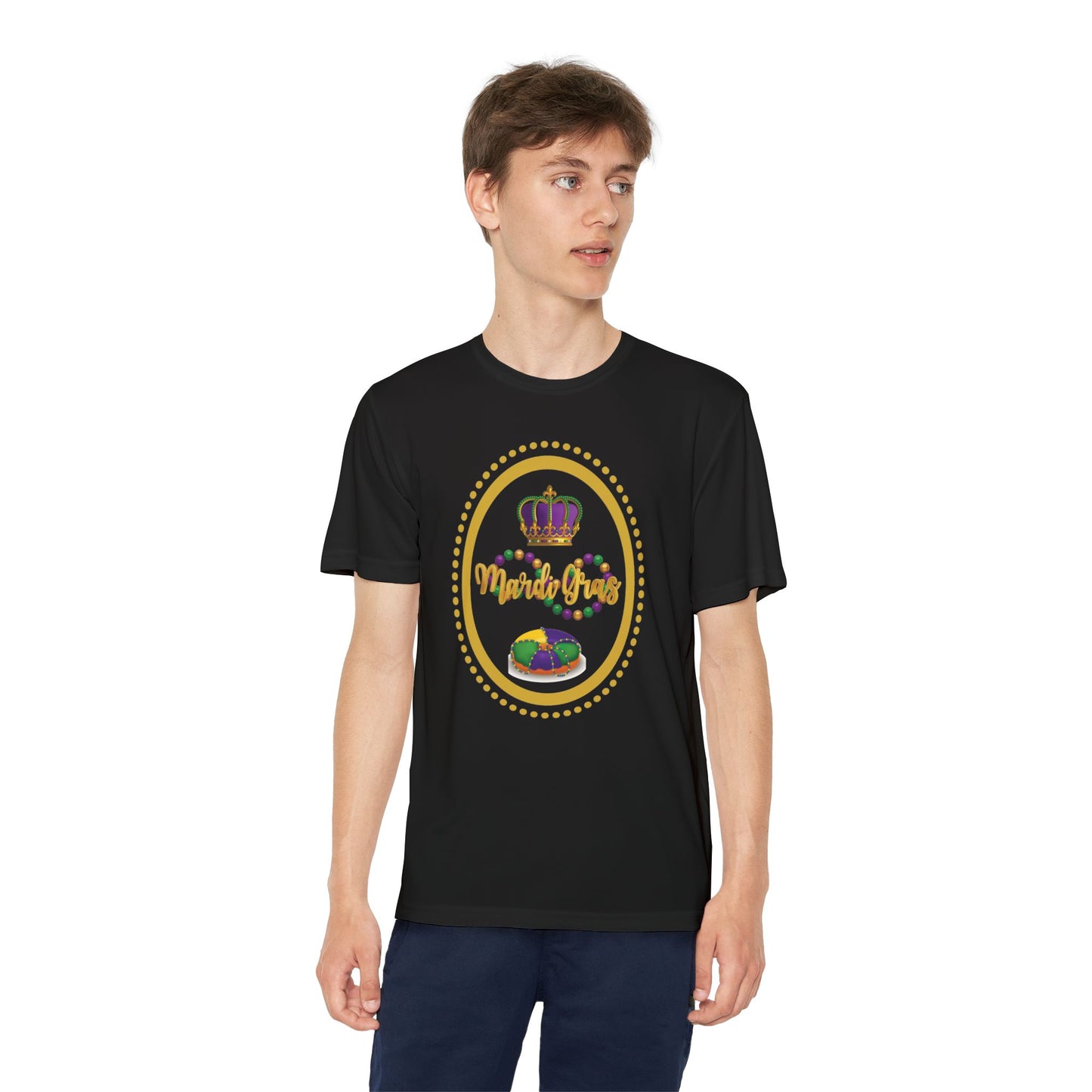 "Mardi Gras King Cake" Youth Tee — Vibrant Parade & Party Shirt!