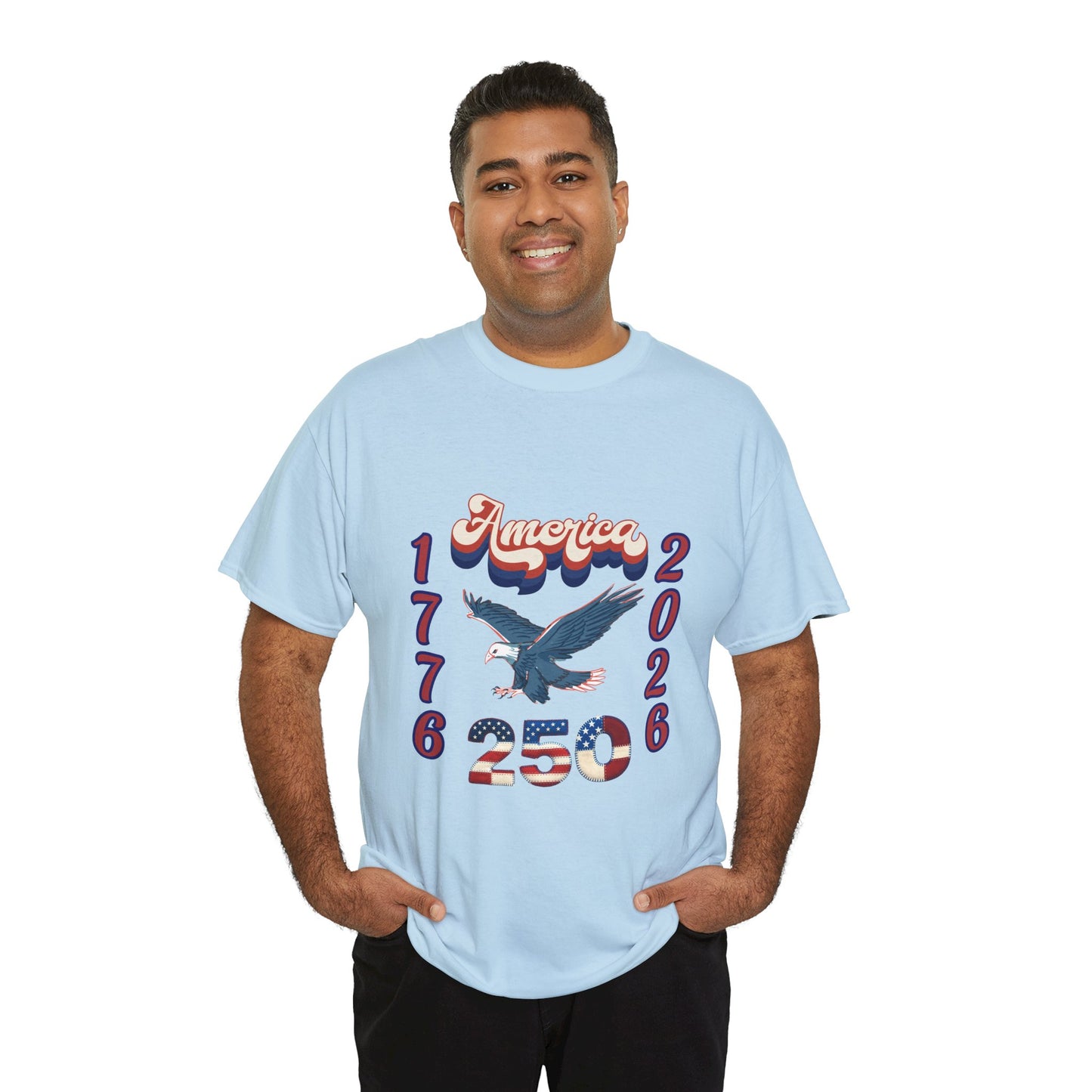 "America 1776-2026" Patriotic Eagle, Unisex Heavy Cotton T-Shirt — Our 250 YR. Celebration Tee!