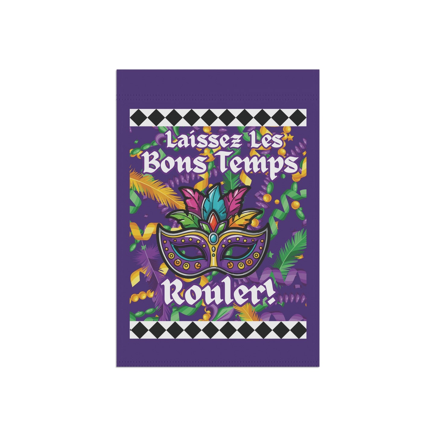 Mardi Gras Garden Banner and House Flag — "Laissez Les Bons Temps Rouler" Decorative Yard Flag-Purple