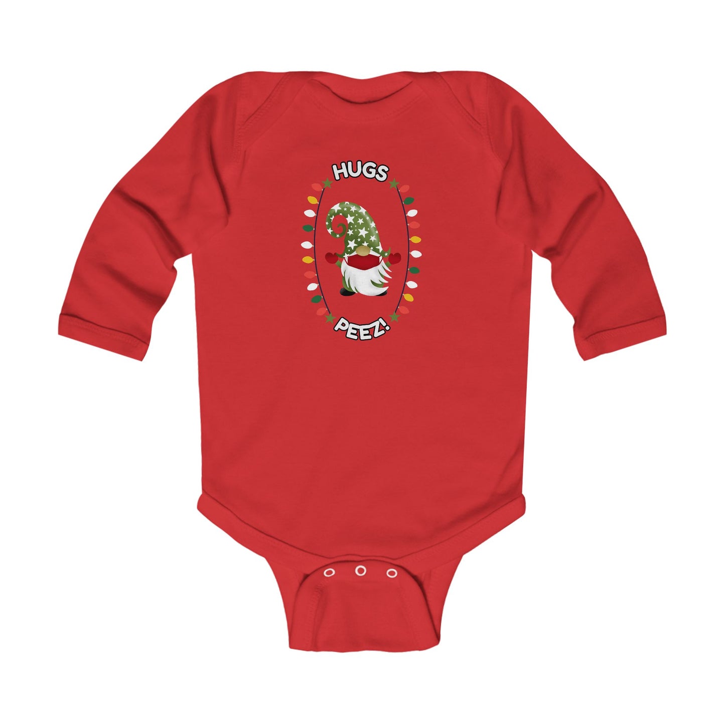 "Hug's Peez" Whimsical Christmas Baby Bodysuit