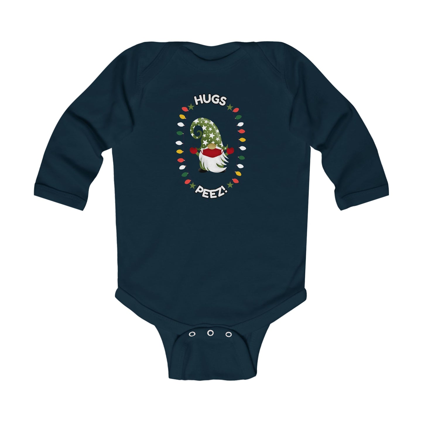 "Hug's Peez" Whimsical Christmas Baby Bodysuit