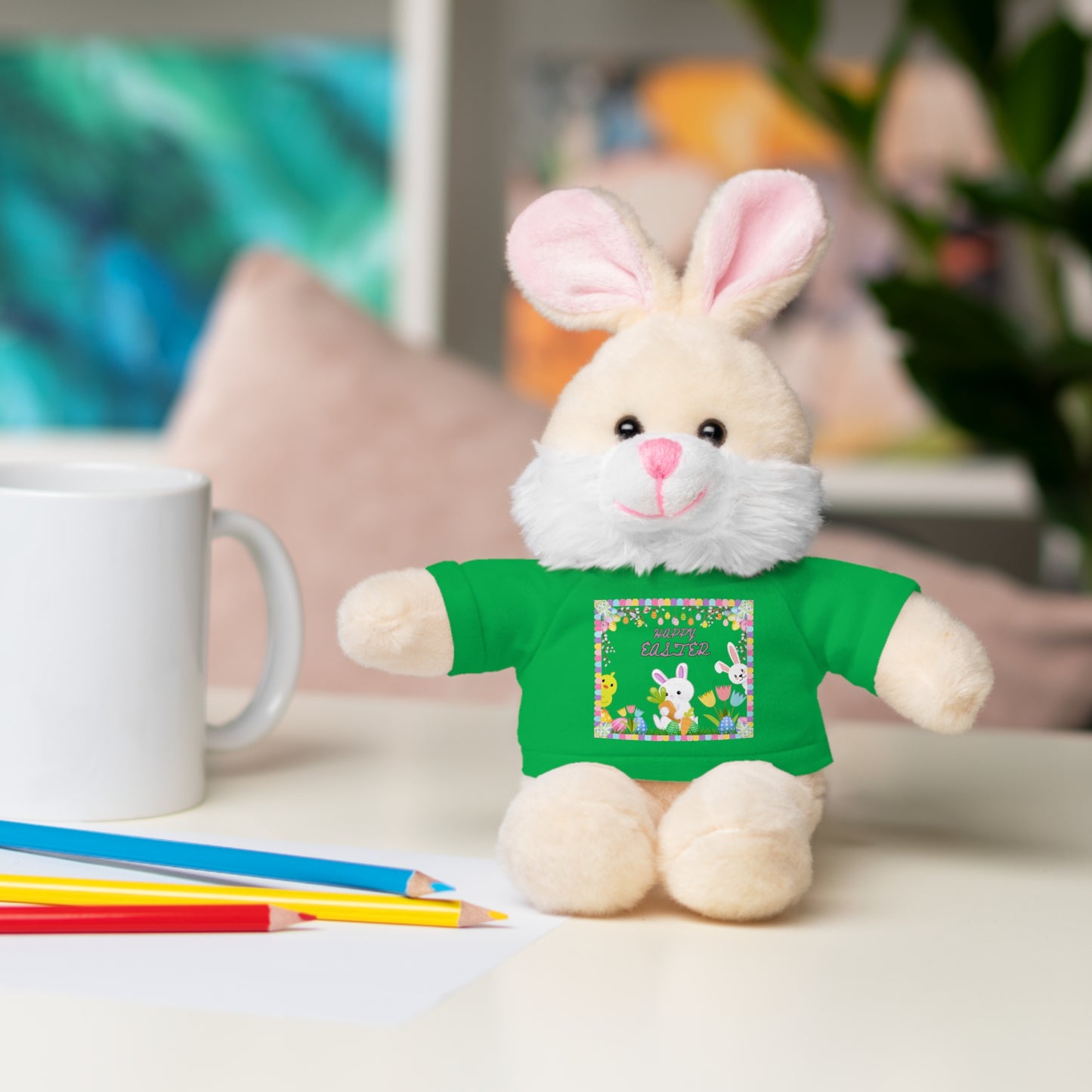 " Happy Easter" Stuffed Animals with Tee, Bunny and Lamb