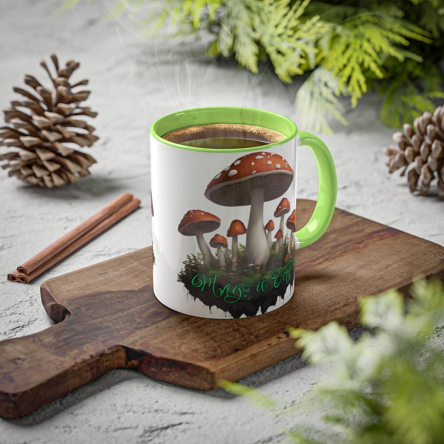 "Floating Magic Forest"  White with Colorful Accents, 11 oz Mug