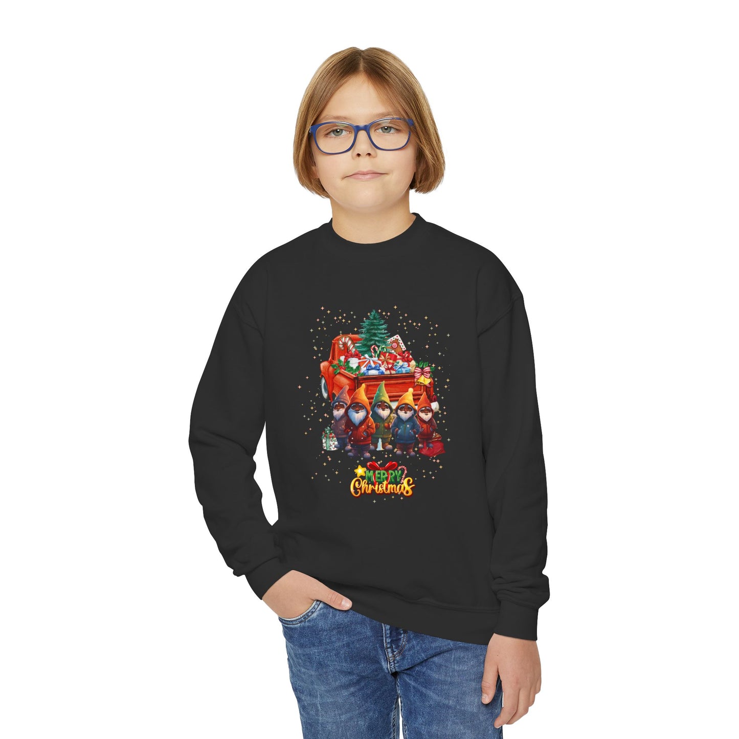"Merry Christmas By The Truckload", Youth Crewneck Sweatshirt