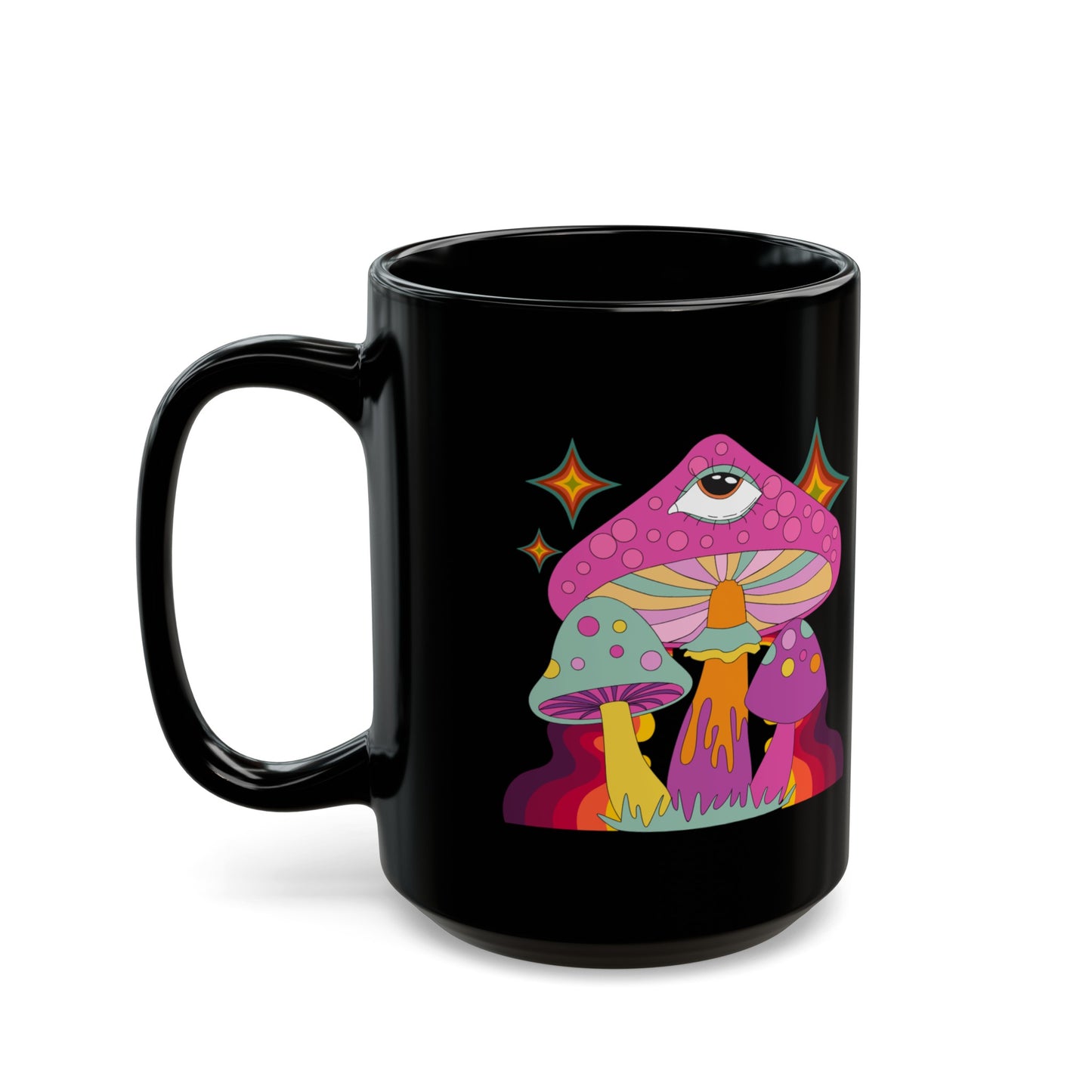 "Groovy Mushrooms" Black Mug (11 oz, 15 oz)