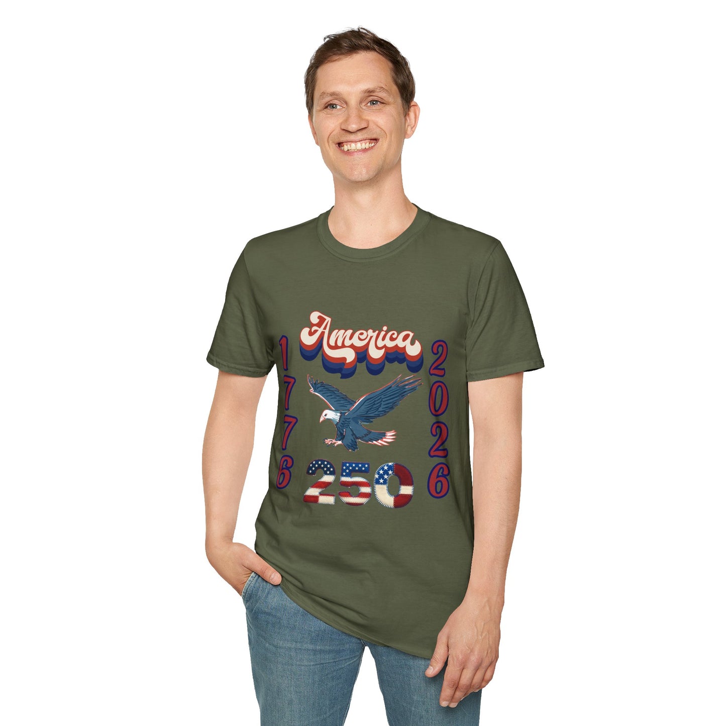 America 1776–2026 Patriotic T-Shirt — Soaring Eagle & Retro Script ,250th Anniversary Tee