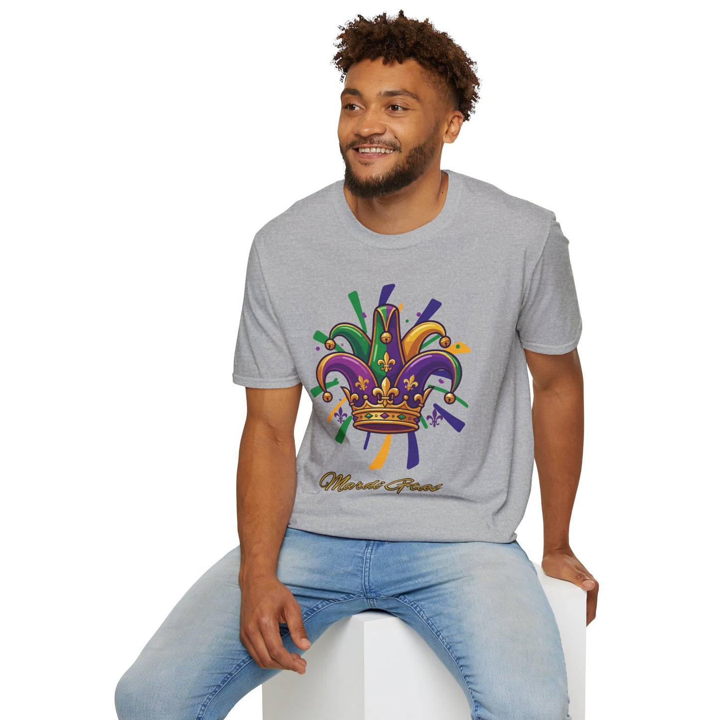 "Mardi Gras Jester Crown" T-Shirt — Colorful, Festive Tee To Wear Alone Or Layered Under A Jacket While Enjoying The Festivities!
