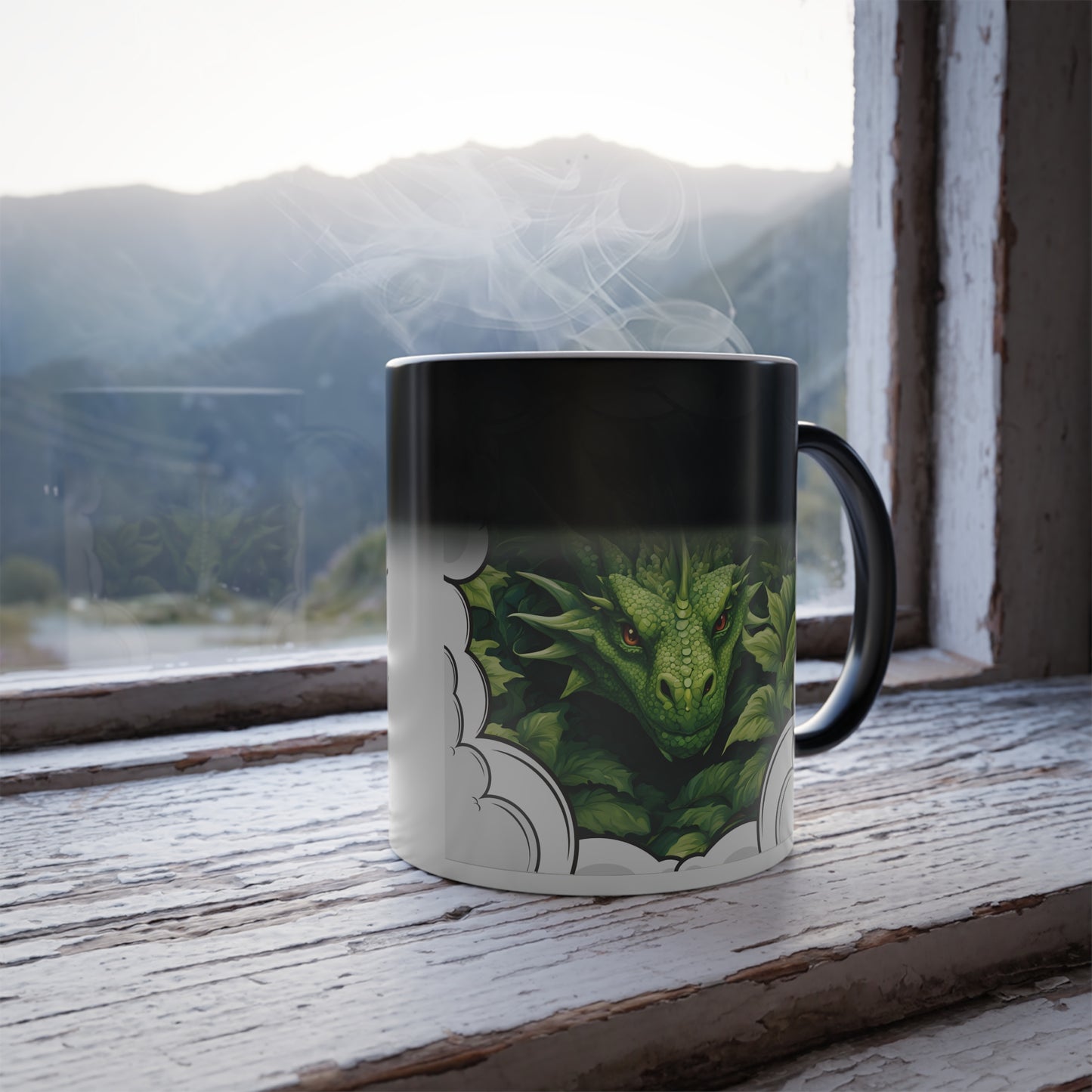"Green Anime-Style Dragon"  11 oz Color Morphing Mug