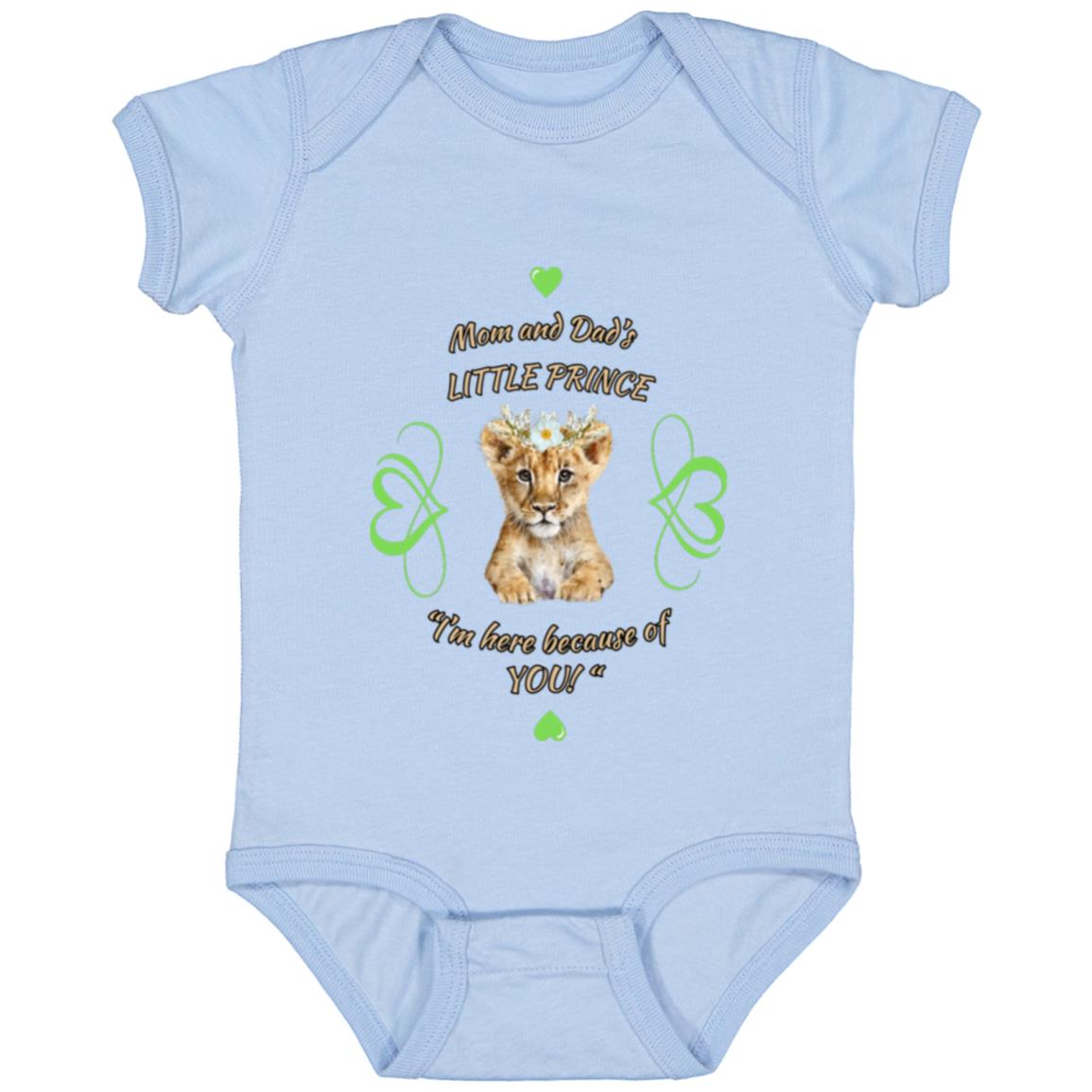 "Mom and Dad's Little Prince"  Infant Jersey Bodysuit- Green Design