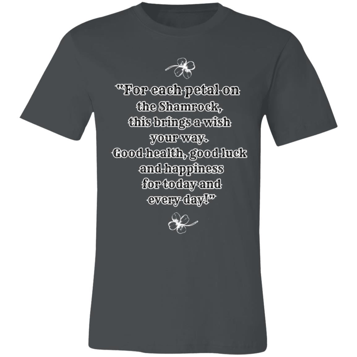 "Irish Blessing -Shamrock Wiseman" Unisex Jersey T-Shirt, Front and Back Design.