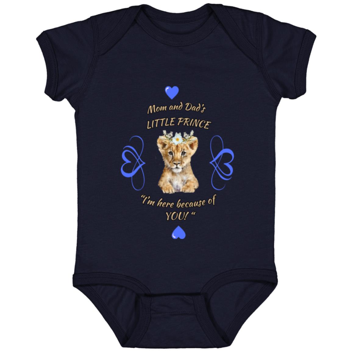 "Mom And Dad's Little Prince", Infant Jersey Bodysuit-Blue Design