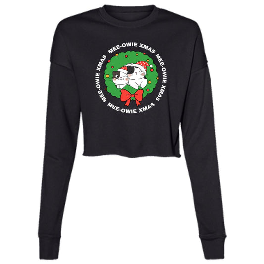 "MEE-OWIE XMAS"  Ladies' Cropped Fleece Crew