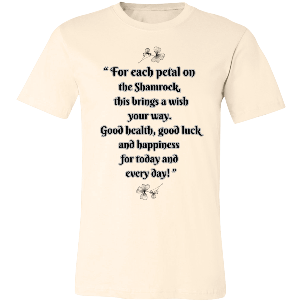 "Irish Blessing -Shamrock Wiseman" Unisex Jersey T-Shirt, Front and Back Design.