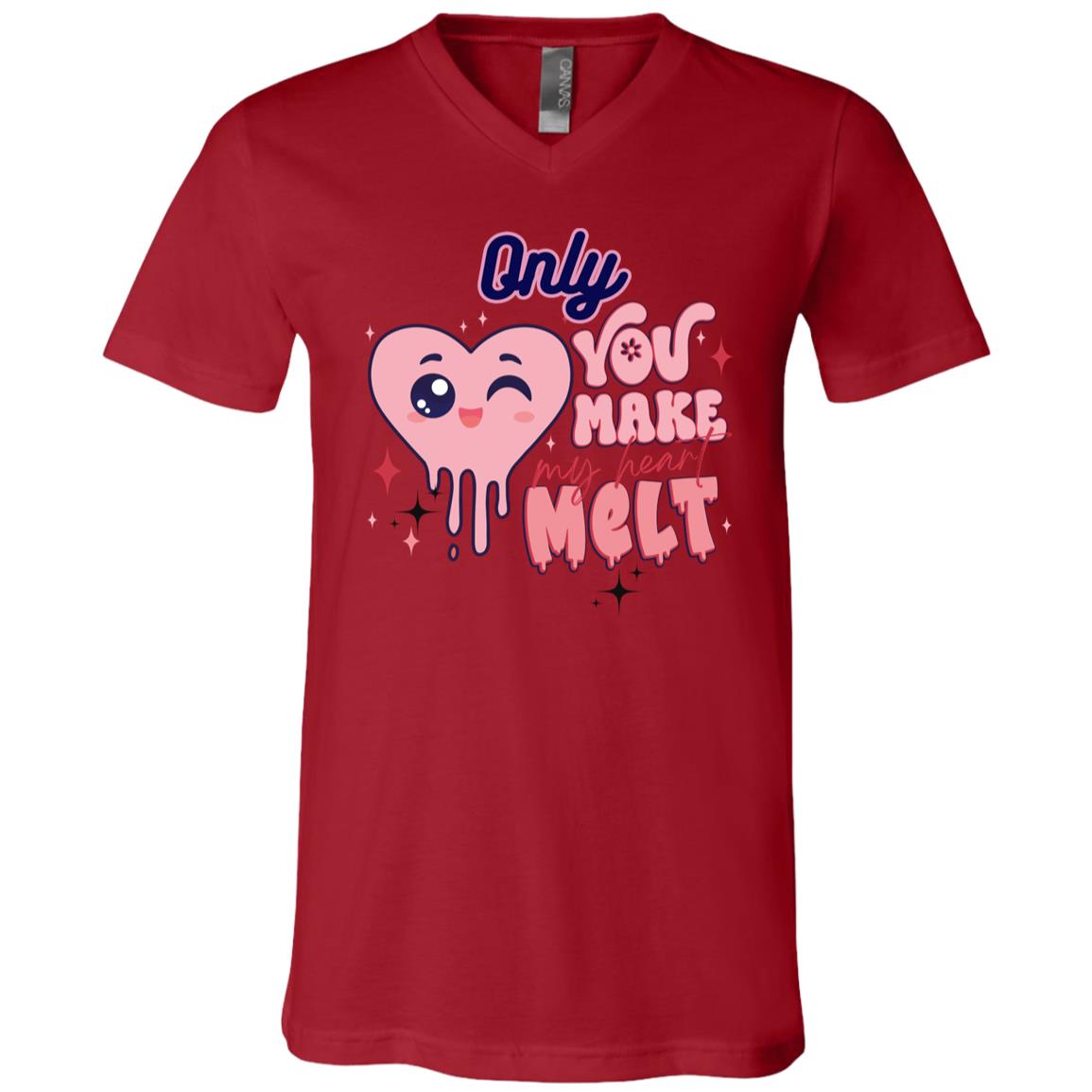 Only you, heart Des rev (1) "Only You Make My Heart Melt",  Unisex Jersey  V-Neck T-Shirt