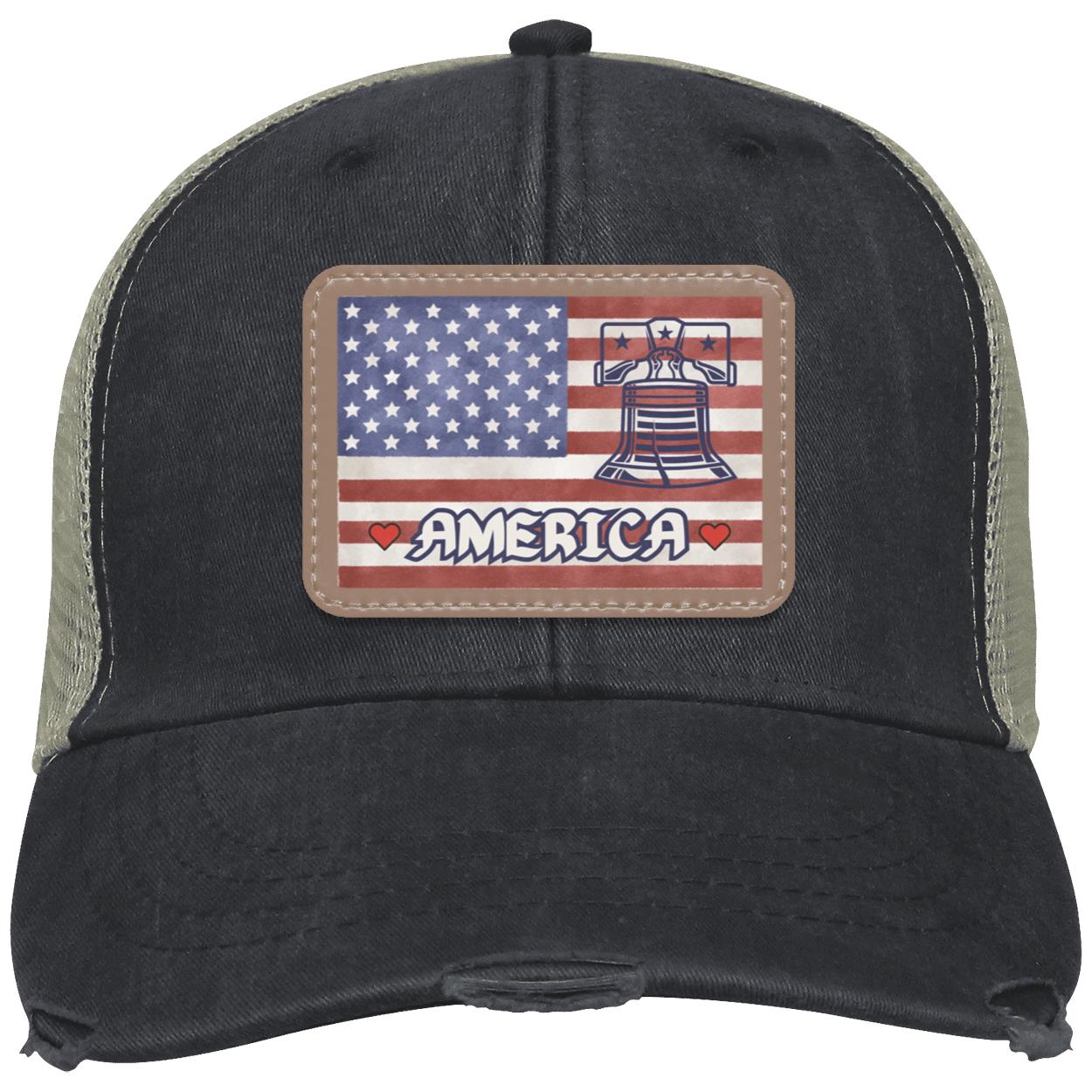 "Love America & Liberty", (white text) Ollie Distressed Trucker Hat