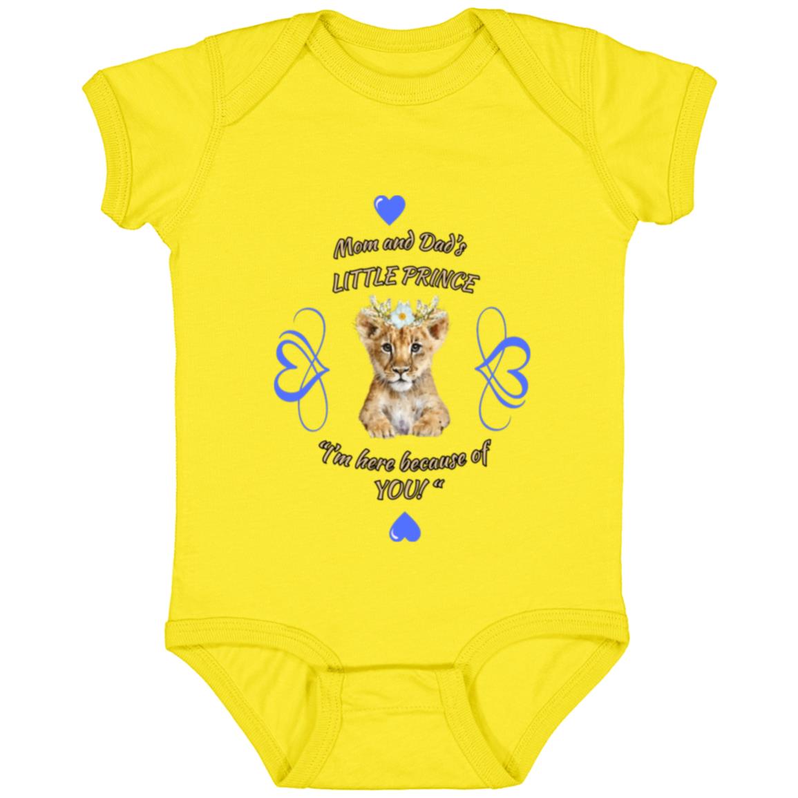 "Mom And Dad's Little Prince", Infant Jersey Bodysuit-Blue Design
