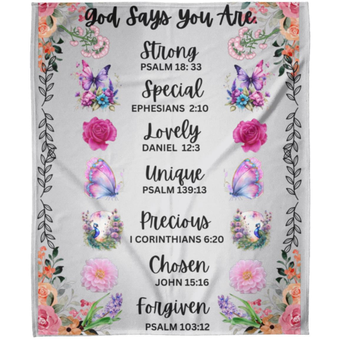 God Says You Are. 50x60 CC Blanket-rev 2 "God Says You Are" -Affirmation  Arctic Fleece Blanket 50 in x 60 in
