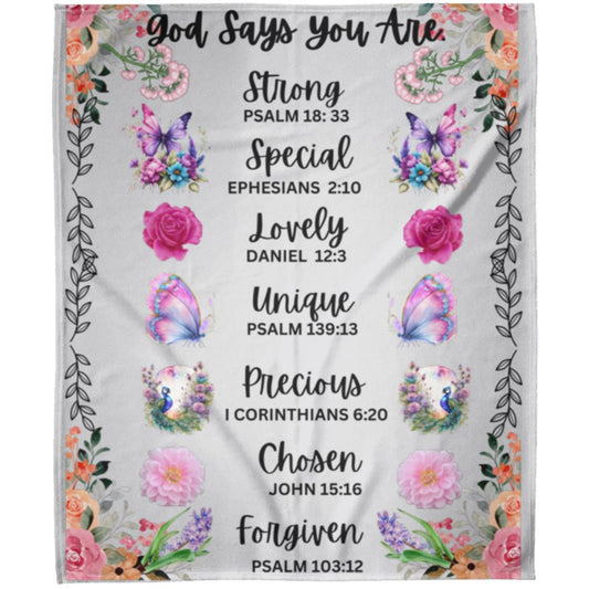 God Says You Are. 50x60 CC Blanket-rev 2 "God Says You Are" -Affirmation  Arctic Fleece Blanket 50 in x 60 in