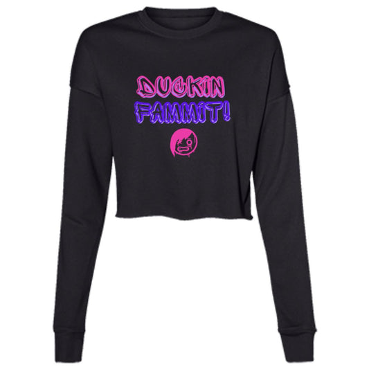 "DUCKIN FAMMIT", Graffiti Style, Ladie's Cropped Fleece Top