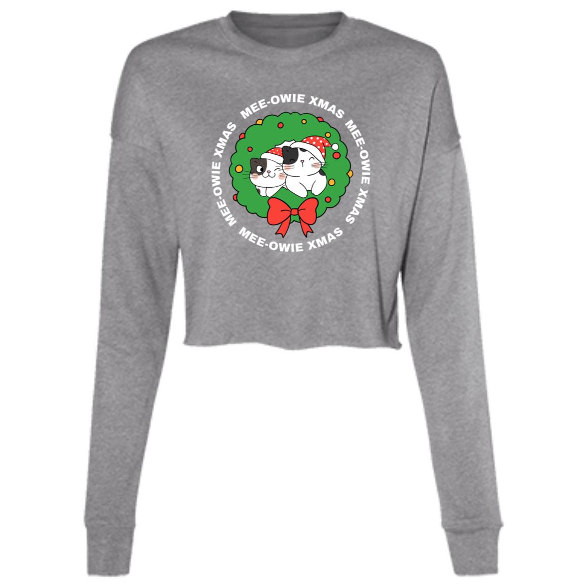 "MEE-OWIE XMAS"  Ladies' Cropped Fleece Crew