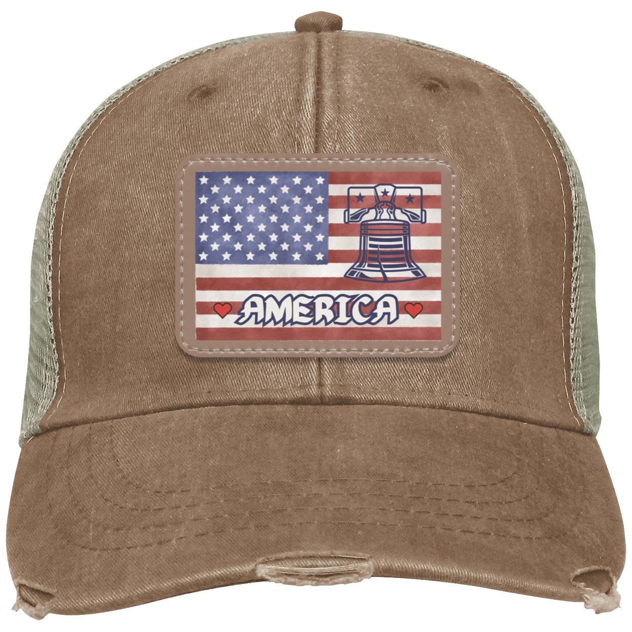 "Love America & Liberty", (white text) Ollie Distressed Trucker Hat