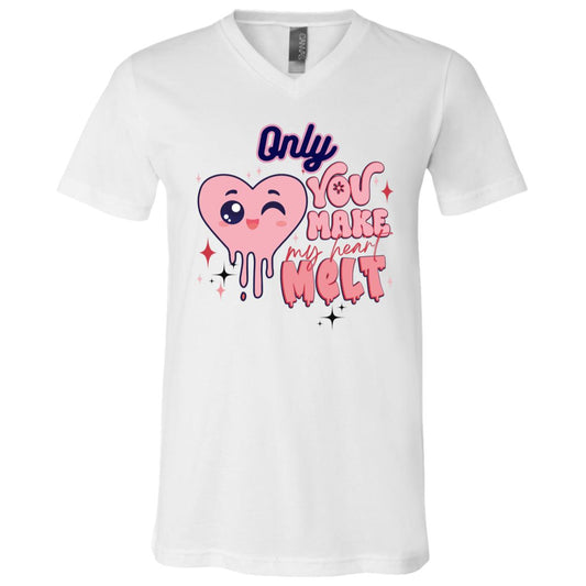 Only you, heart Des rev (1) "Only You Make My Heart Melt",  Unisex Jersey  V-Neck T-Shirt