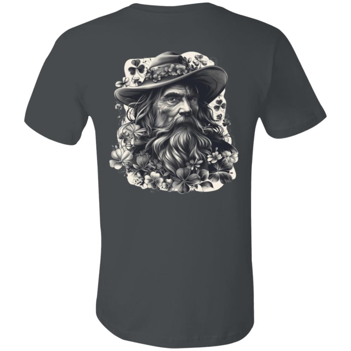 "Irish Blessing -Shamrock Wiseman" Unisex Jersey T-Shirt, Front and Back Design.