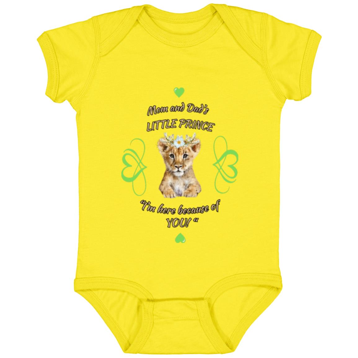 "Mom and Dad's Little Prince"  Infant Jersey Bodysuit- Green Design