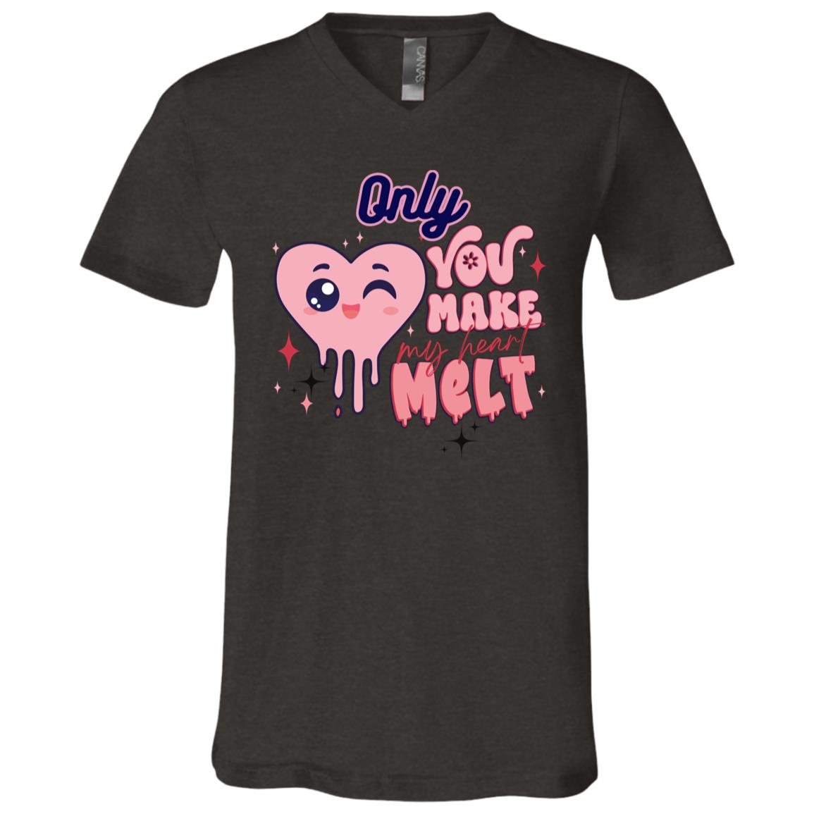 Only you, heart Des rev (1) "Only You Make My Heart Melt",  Unisex Jersey  V-Neck T-Shirt