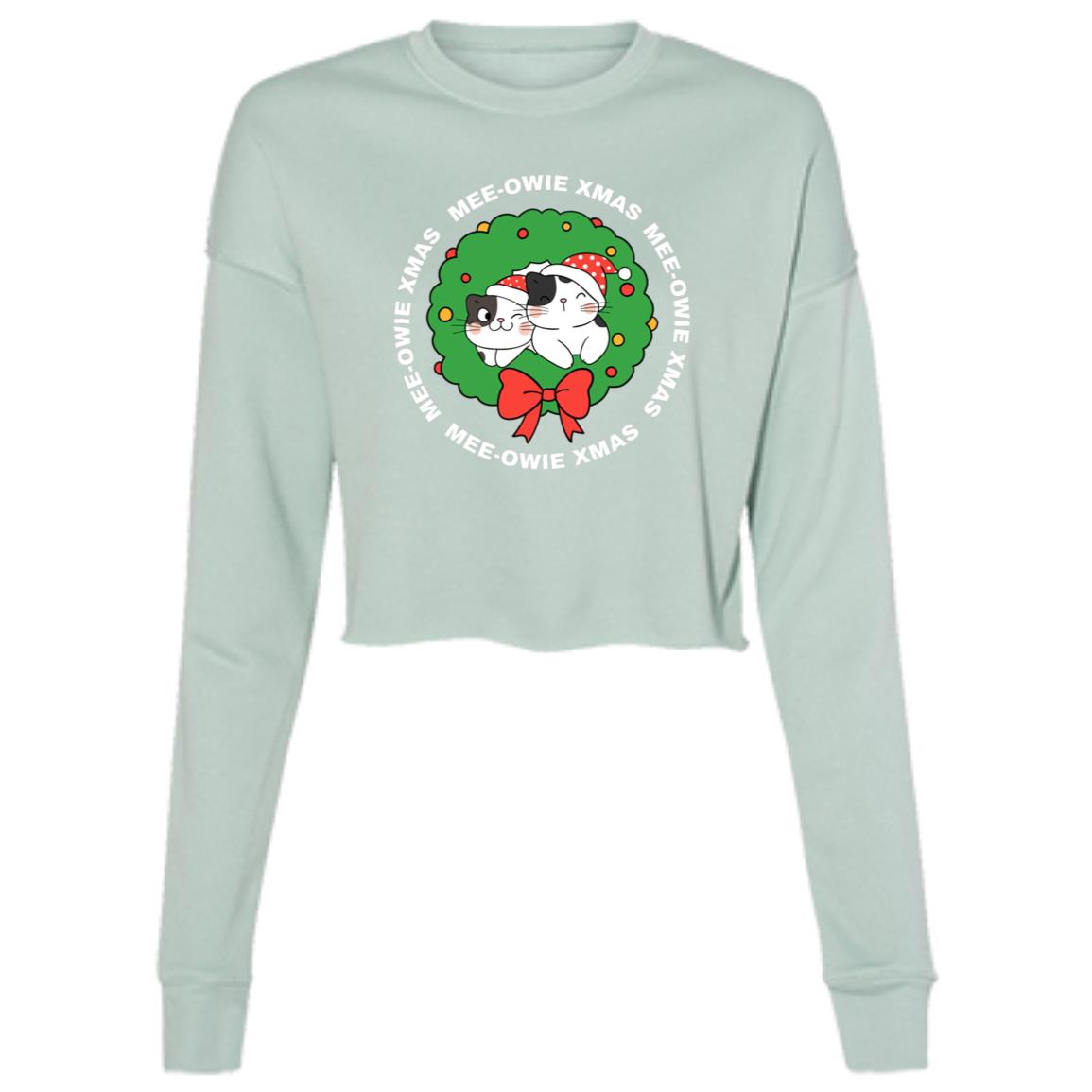 "MEE-OWIE XMAS"  Ladies' Cropped Fleece Crew