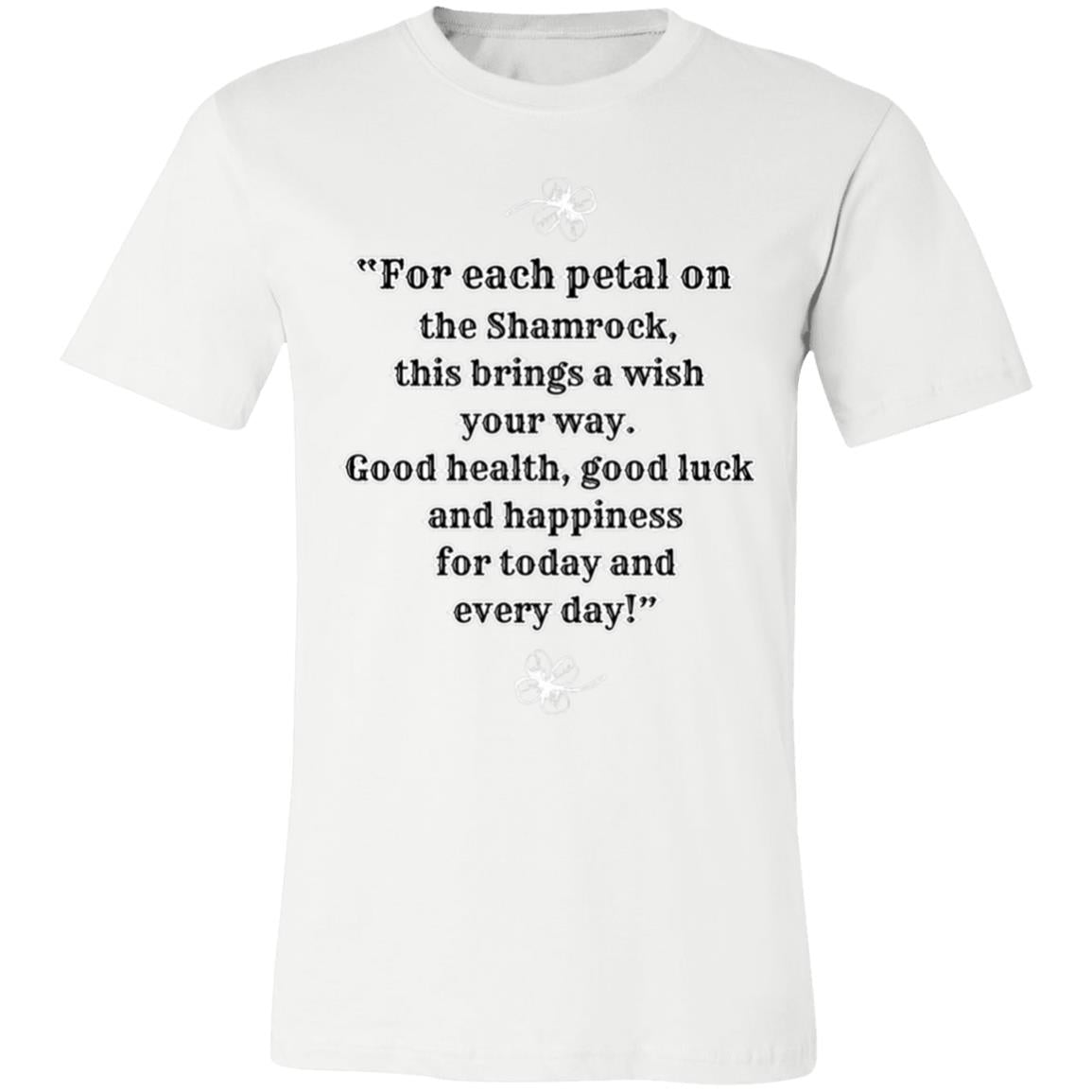 "Irish Blessing -Shamrock Wiseman" Unisex Jersey T-Shirt, Front and Back Design.
