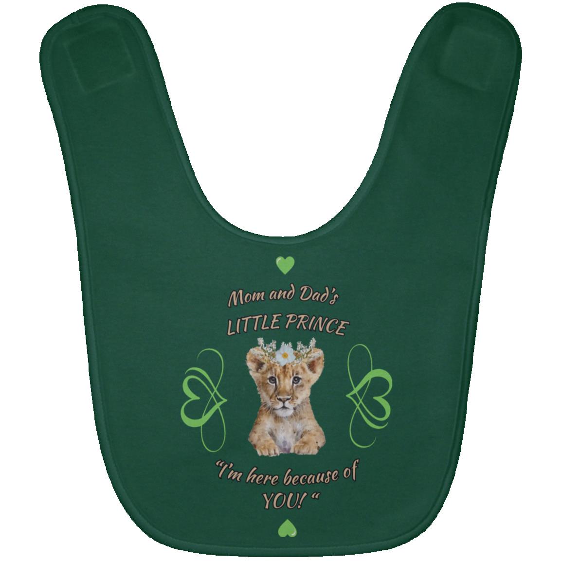 "Mom and Dad's Little Prince", Baby Bib-Green Design