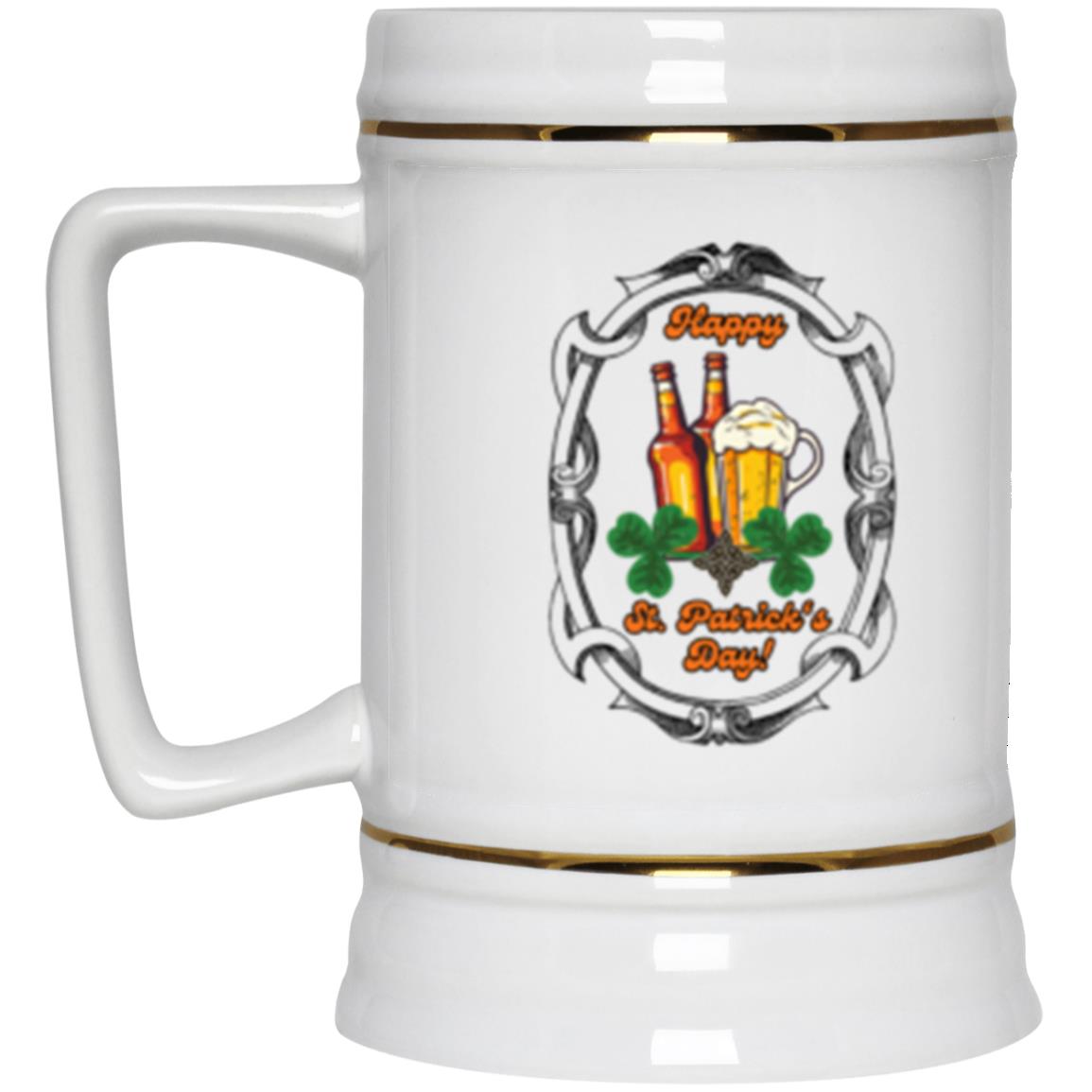 St. Patrick's Day, 20oz White Ceramic Beer Stein.  Cheers!
