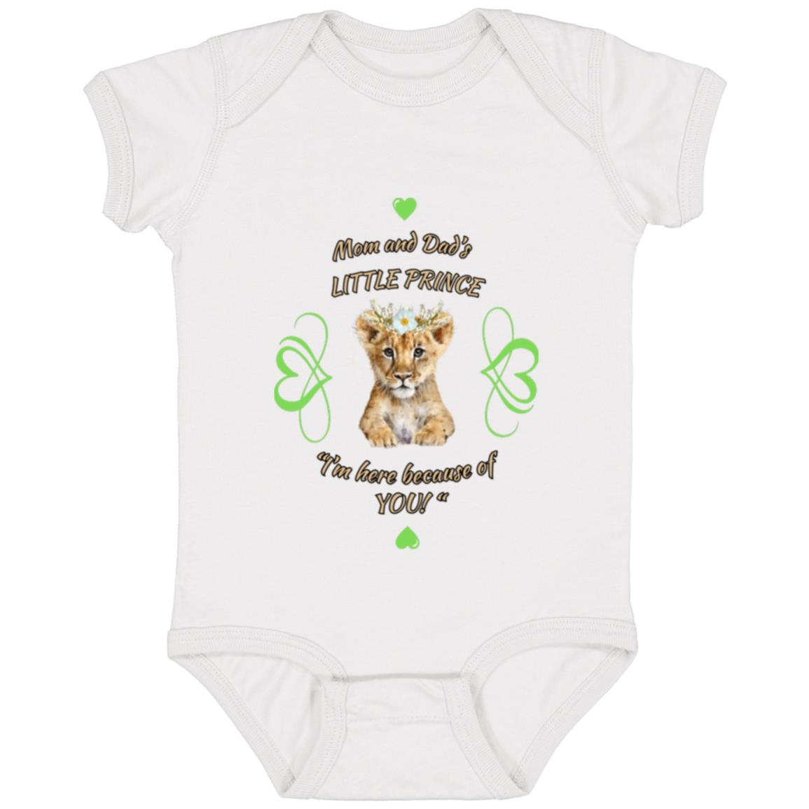 "Mom and Dad's Little Prince"  Infant Jersey Bodysuit- Green Design