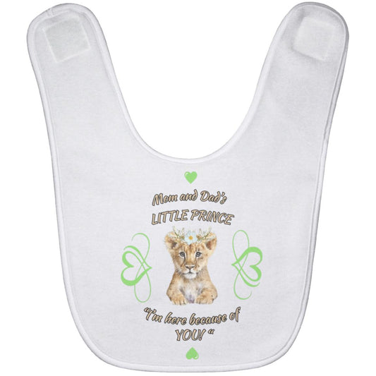 "Mom and Dad's Little Prince", Baby Bib-Green Design
