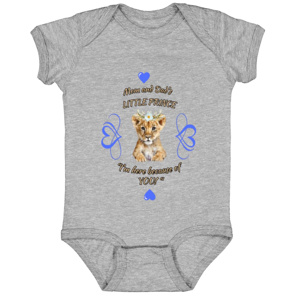 "Mom And Dad's Little Prince", Infant Jersey Bodysuit-Blue Design