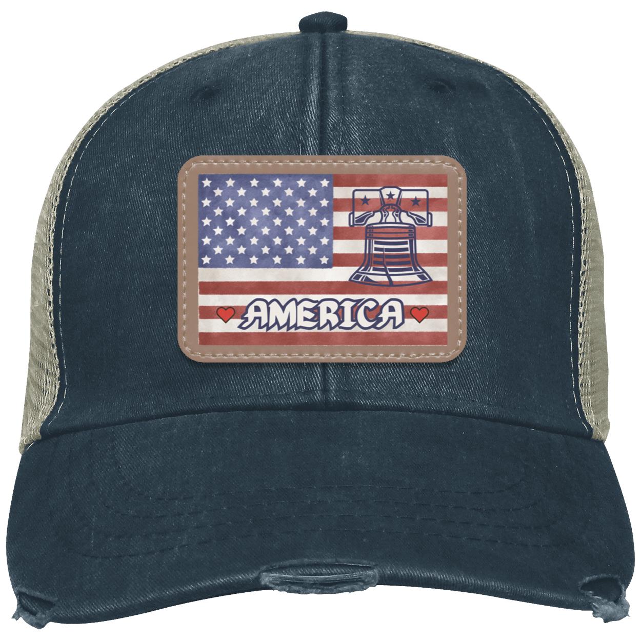 "Love America & Liberty", (white text) Ollie Distressed Trucker Hat