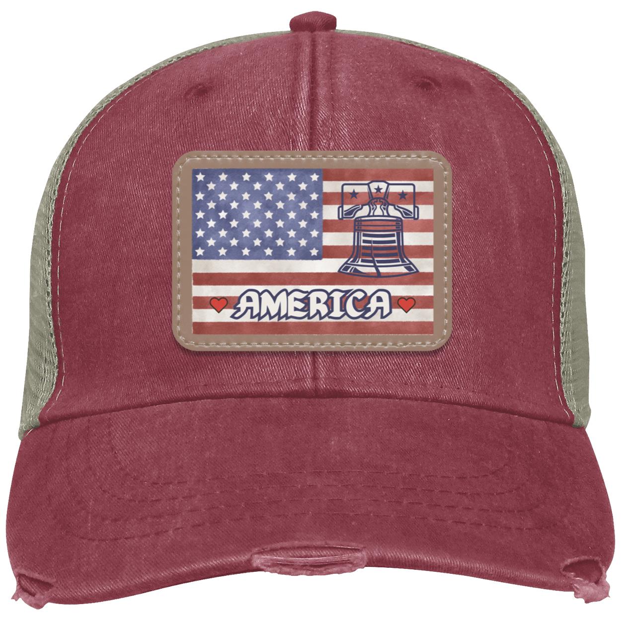 "Love America & Liberty", (white text) Ollie Distressed Trucker Hat