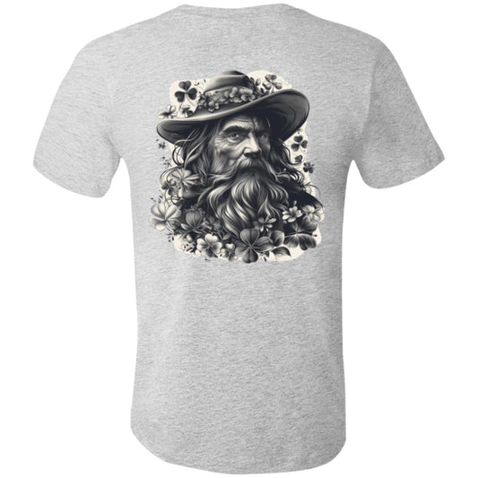 "Irish Blessing -Shamrock Wiseman" Unisex Jersey T-Shirt, Front and Back Design.