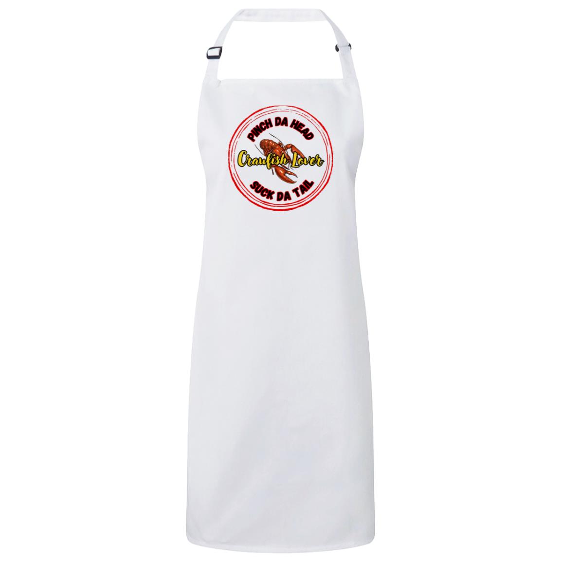Crawfish lover des (1) "Crawfish Lover" Bib Apron Unisex, black/red text, white and ecru colors
