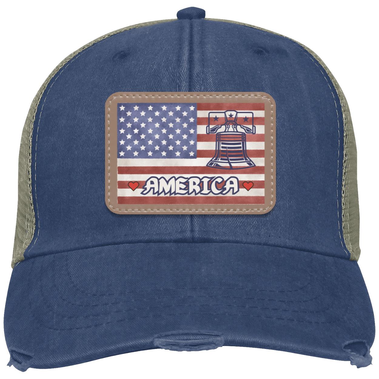 "Love America & Liberty", (white text) Ollie Distressed Trucker Hat