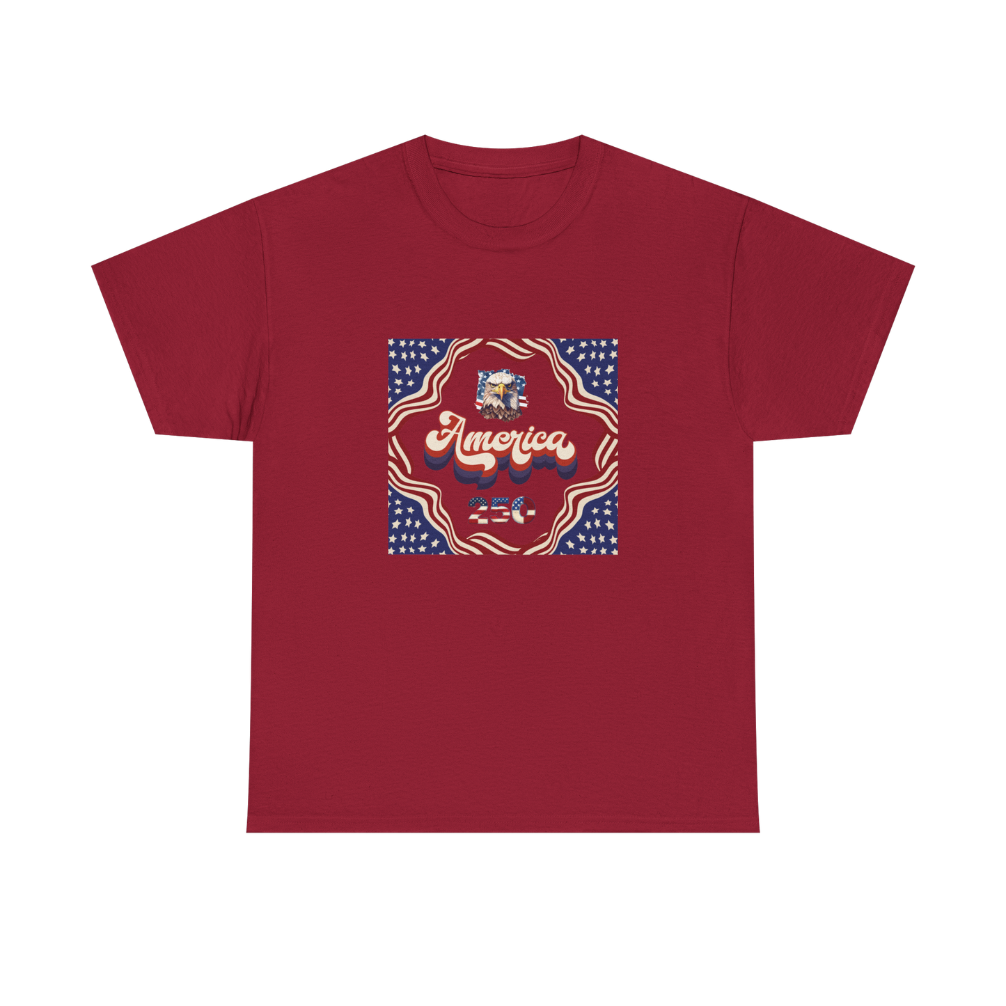 Unisex Heavy Cotton T-Shirt — Retro "America 250" Patriotic Eagle Graphic: 4th of July Celebration Tee