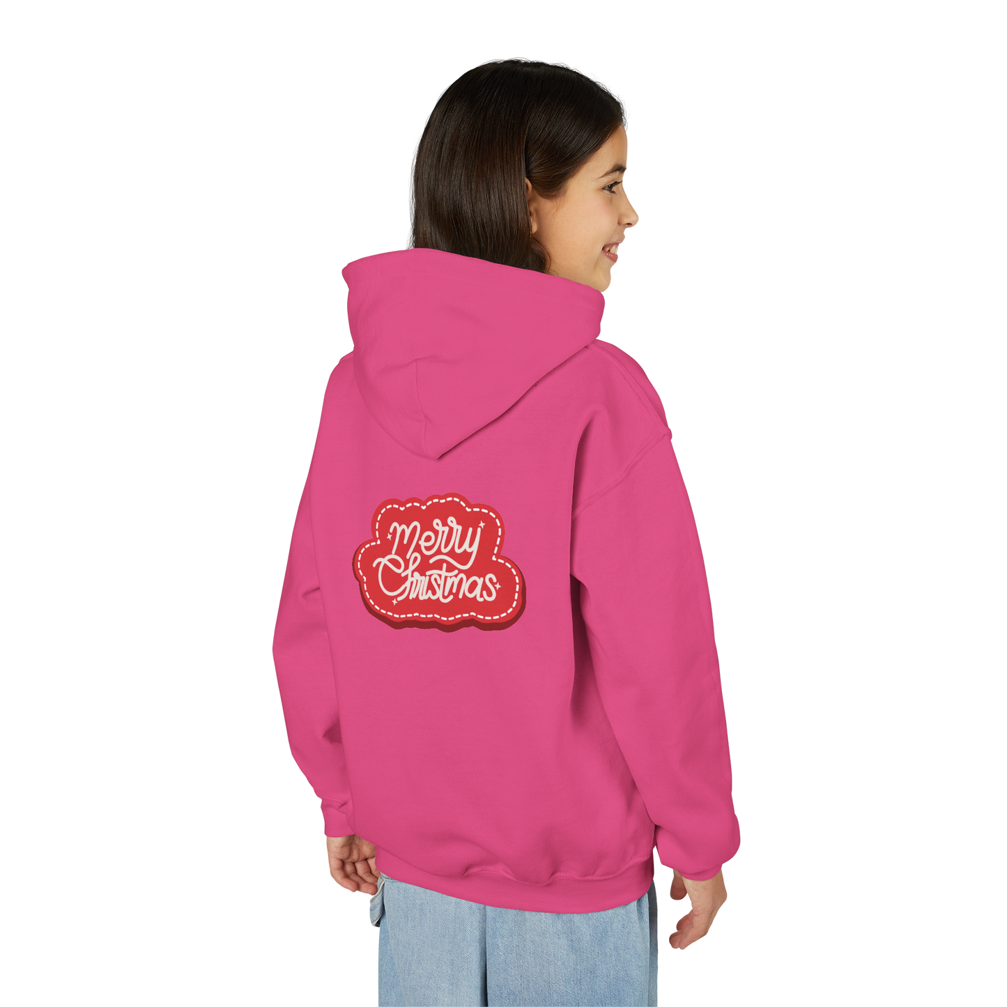Youth Christmas Hoodie - Cute Gnome & Gifts Holiday Pullover ("Merry Christmas" Back)
