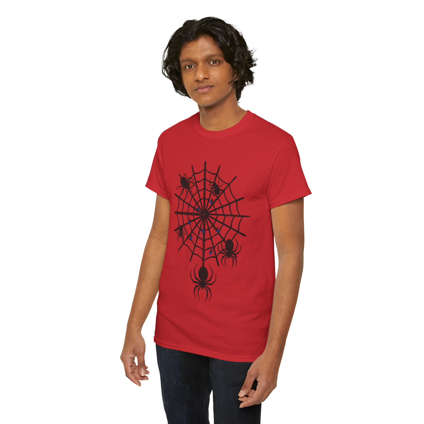 Spooky Halloween "Spiders Galore"  Unisex Heavy Cotton Tee, Halloween Shirt. Perfect for Haunted or Goth Parties!