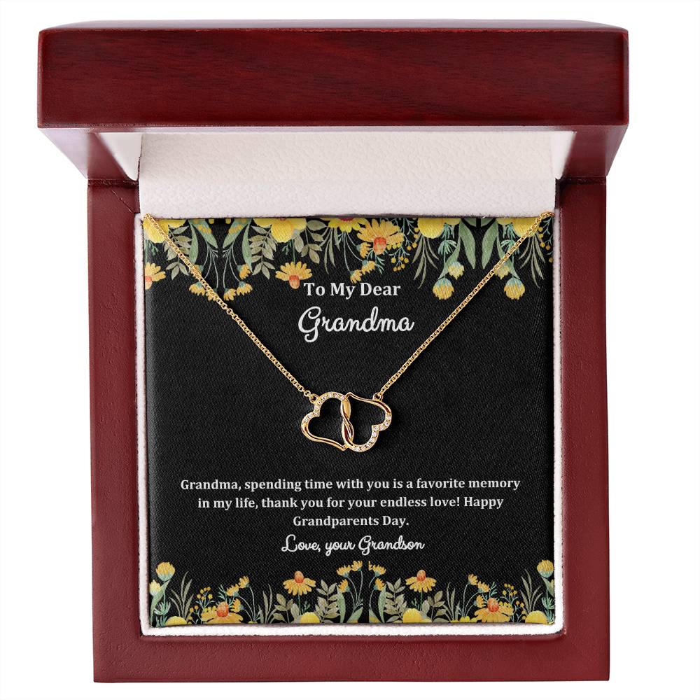 "She cried tears of joy when she read this!"  Everlasting Love Solid Gold Interlocking Hearts with Pave Diamonds, From Grandson